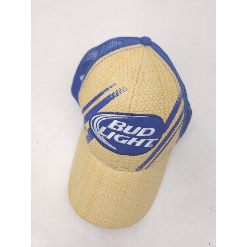 Bud Light Beer Wicker Trucker Hat Cap Adjustable Size Alcohol Budweiser Party - Picture 2 of 6